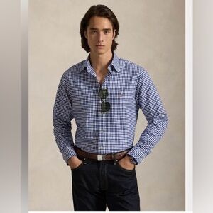Ralph Lauren Navy Checkered Button Down Shirt